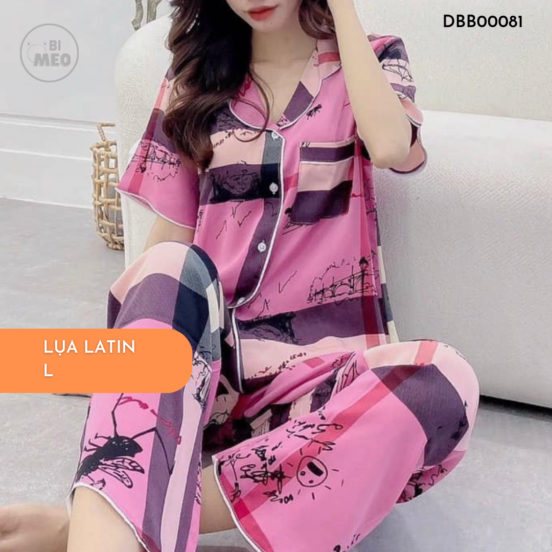 Đồ bộ Pijama mặc nhà - Quần dài có cổ chất lụa siêu mát
