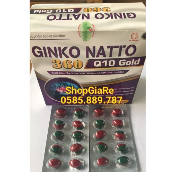 Ginkgo Natto 360 Q10 Gold cải thiện chứng mất ngủ hoạt huyết dưỡng não, đau đầu chóng mặt, ngủ không ngon giấc cao cấp