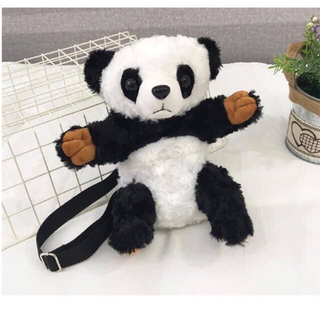 Túi gấu trúc nhồi bông đeo chéo và balo cute