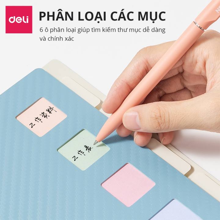 File lá văn phòng A4 Deli - 20/30/40/60 lá - chất liệu PP cao cấp - Nhiều màu - PQ601/PQ602 - Hình ảnh 3