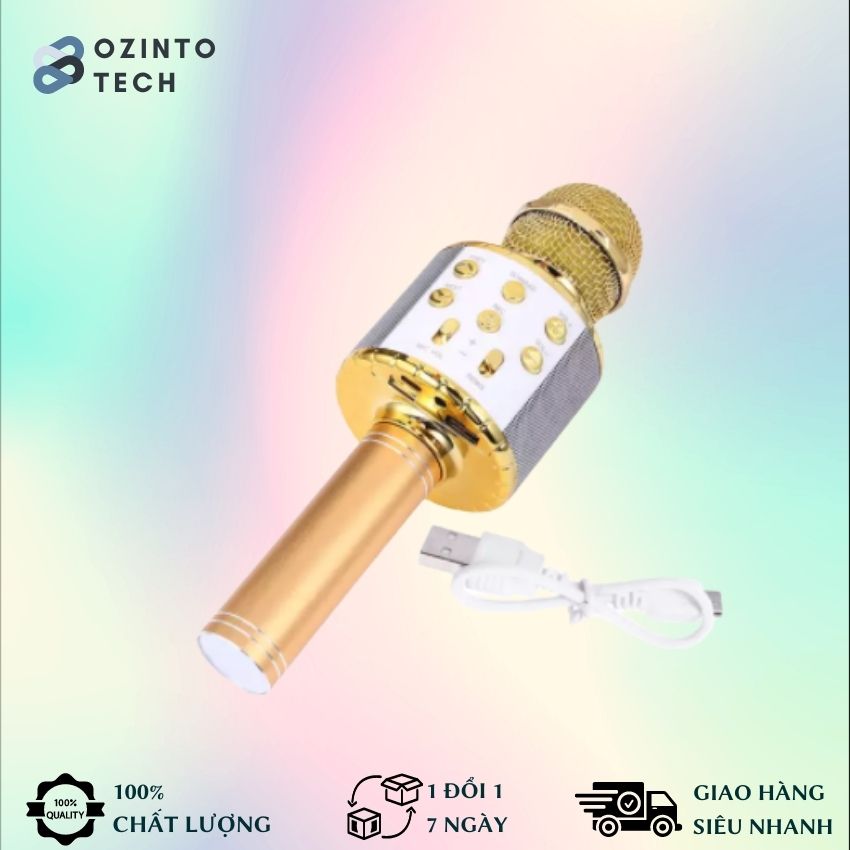 [ ƯU ĐÃI LÊN TỚI 50%]  Mic Hát karaoke kết nối Bluetooth không dây, micro không dây, micro karaoke bluetooth, micro live stream, micro không dây bluetooth Ozinto Technology OT17