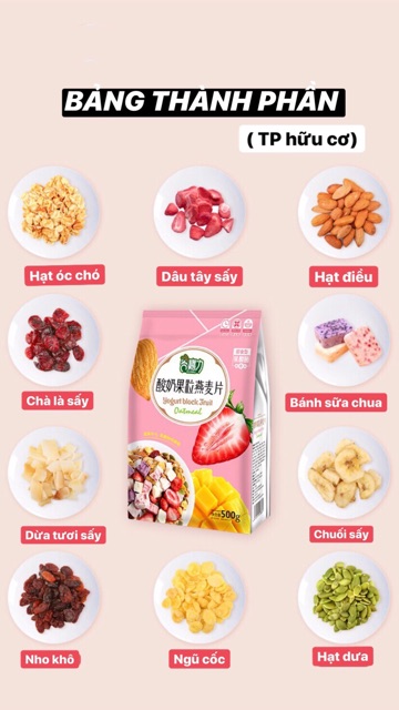 Ngũ cốc sữa chua hoa quả sấy khô (S.chua tím 400g)