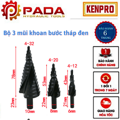 Bộ 3 mũi khoan tháp 4-32 hss phủ altin siêu bền