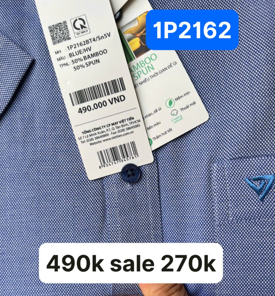 Áo sơ mi mi việt tiến giảm 55% giá 490k sale 270k