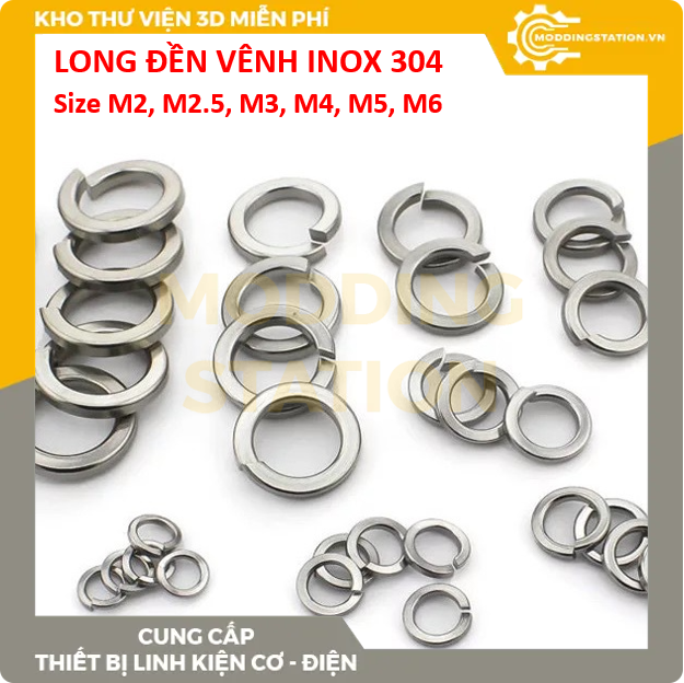 Long đền vênh/vòng đệm vênh inox 304 size M2, M2.5, M3, M4, M5, M6, M8, M10