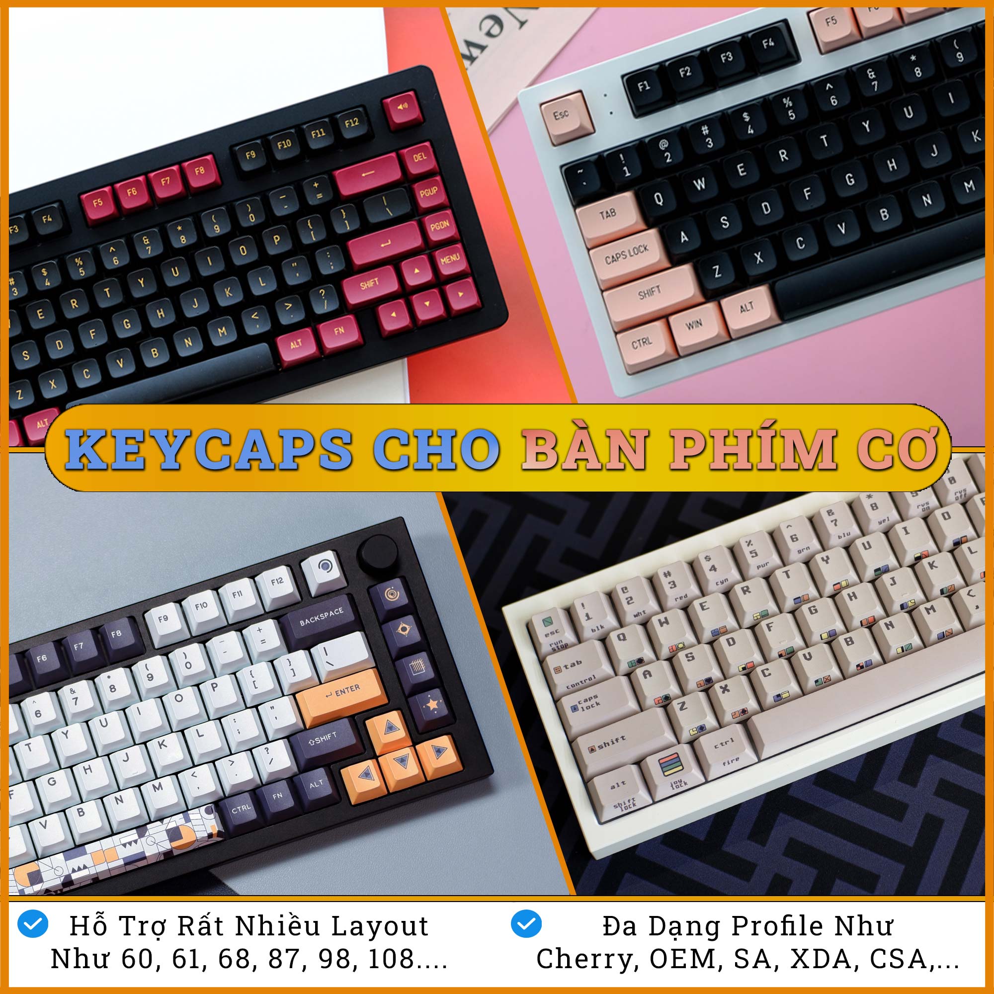 Keycaps Cho Bàn Phím Cơ In Dyesub Không Xuyên Led Chất Liệu PBT, ABS Của EZPC