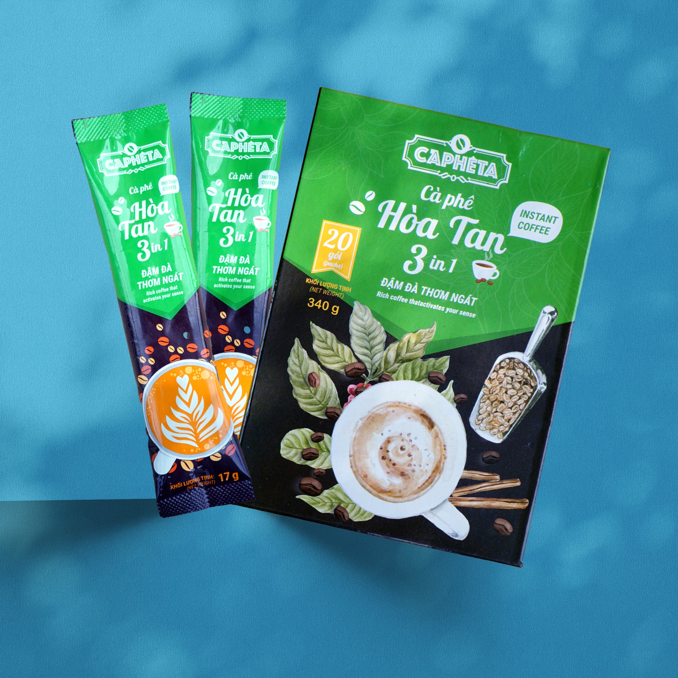 CAPHETA Cà phê hòa tan 3in1 (xanh) 340g