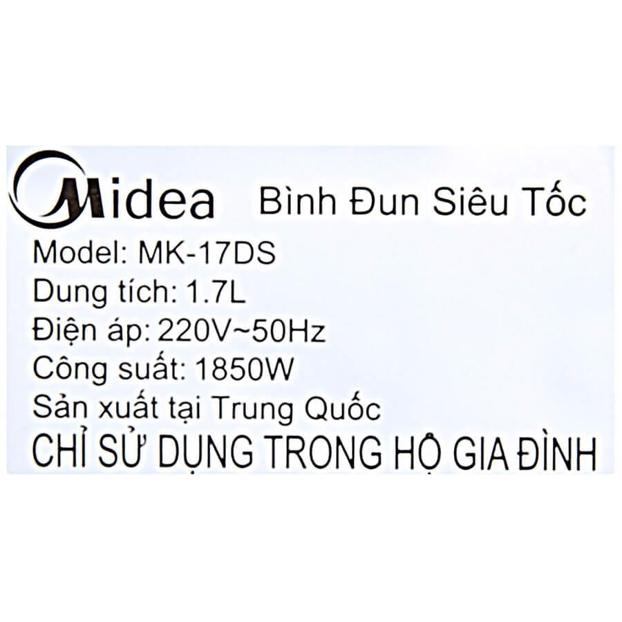 Bình đun siêu tốc Midea MK-17DS 1.7L 1800W