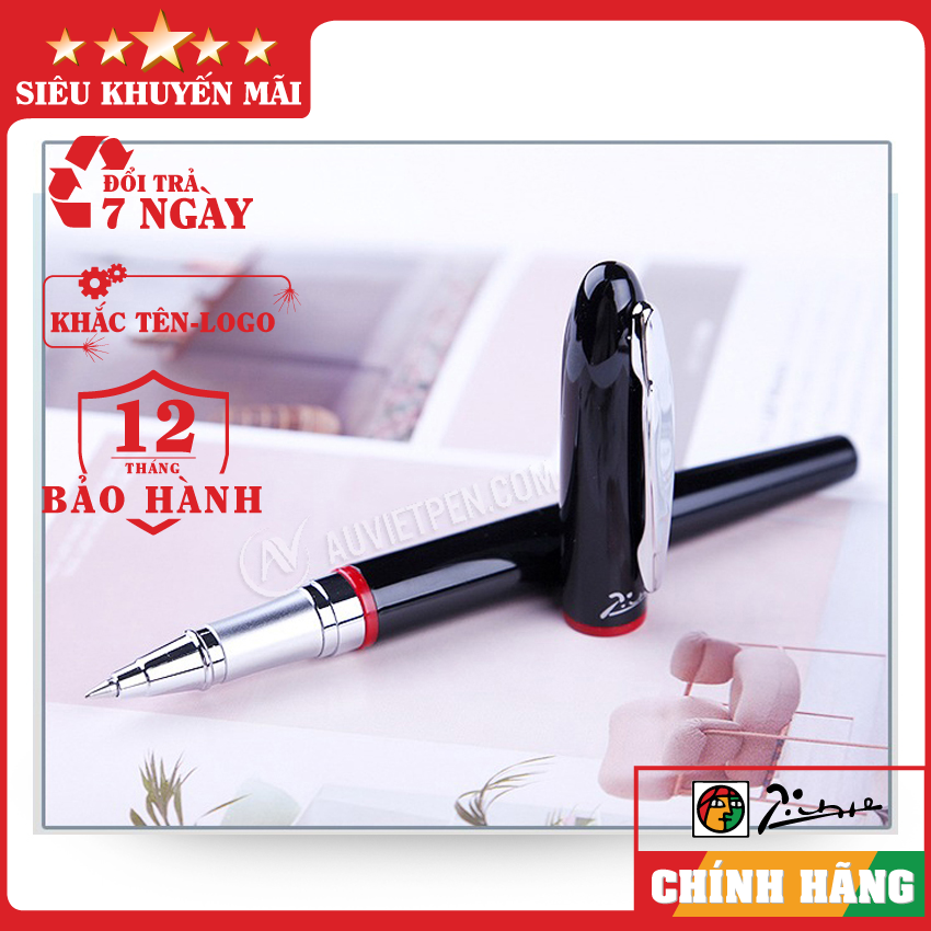 Bút ký cao cấp-Bút ký cao cấp dạ bi Picasso 907RRE-Thân đen viền đỏ-Bút ký chính hãng-Khắc tên theo yêu cầu