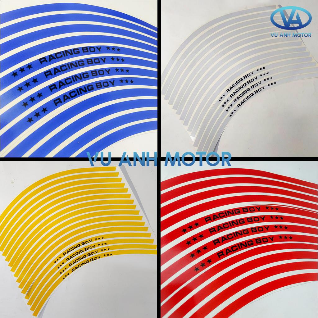Bộ 16 miếng Decal dán vành xe máy phản quang Racingboy keo 3M siêu bền, siêu chắc