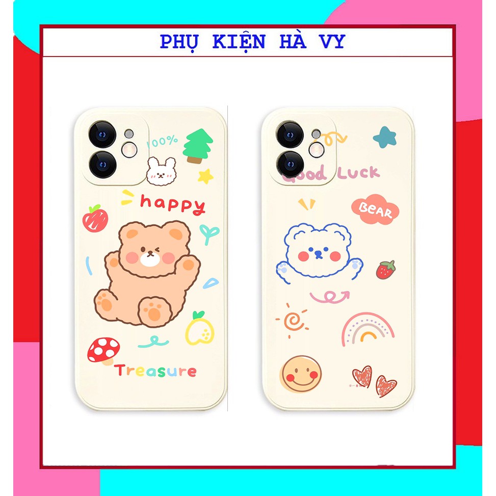 Ốp lưng dành cho iphone hình gấu cute cạnh vuông 6/6plus/6s/7/7plus/8/8plus/x/xr/xs/11/12/pro/max