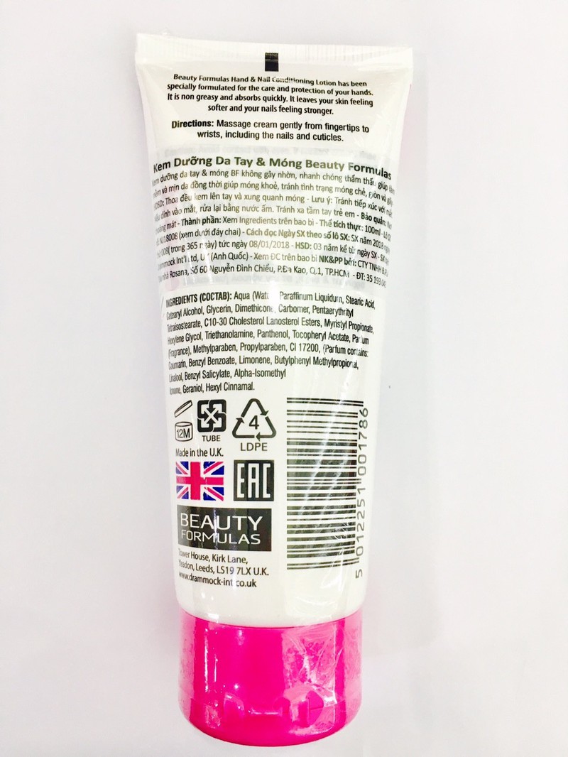 Kem dưỡng da tay và móng Beauty Formulas Hand and Nail 100ml
