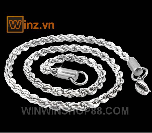Dây chuyền xoắn 2mm DC06 dài 49 cm (màu bạc)