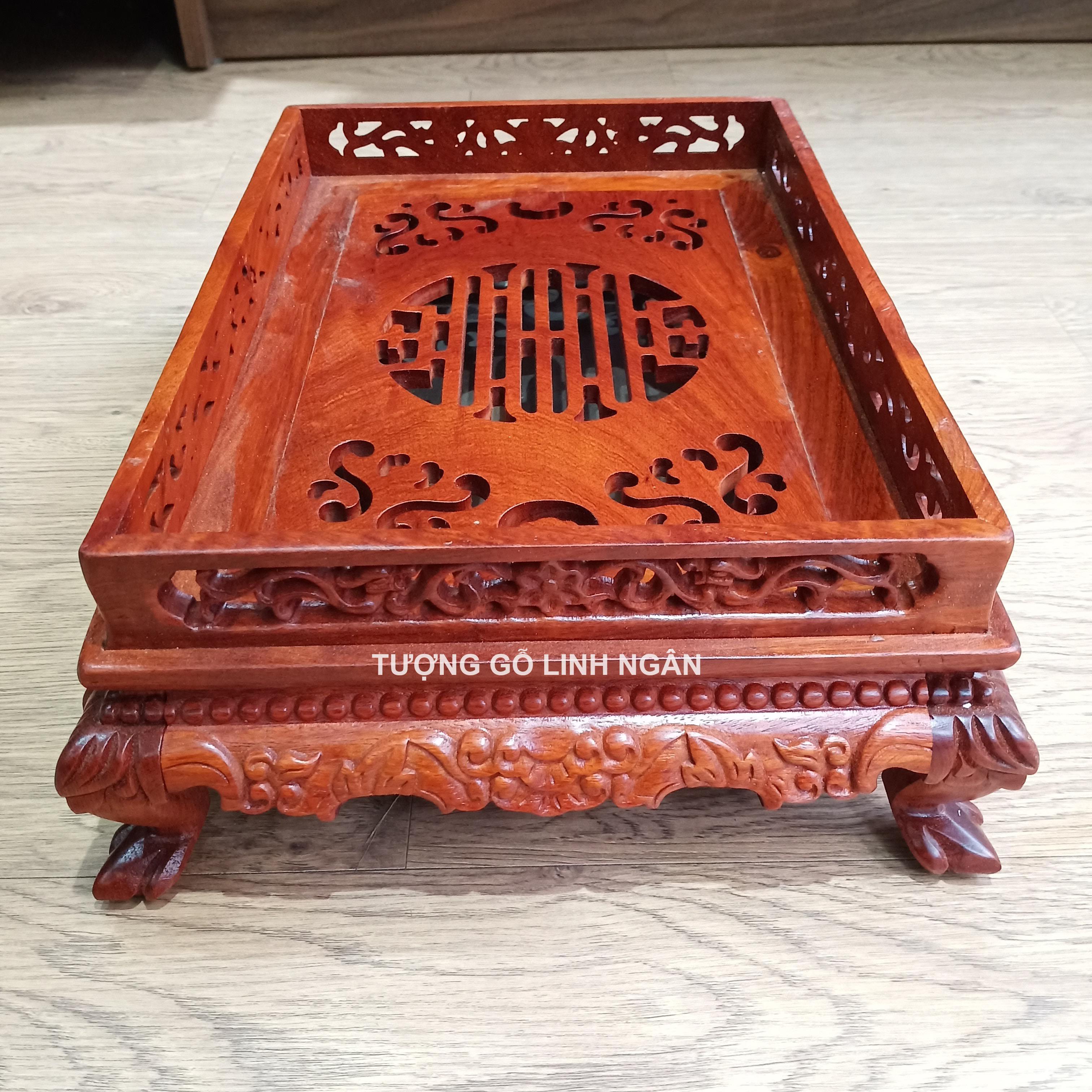 Khay trà trạm thọ gỗ hương (Cao 12 ngang 37 sâu 27 cm)