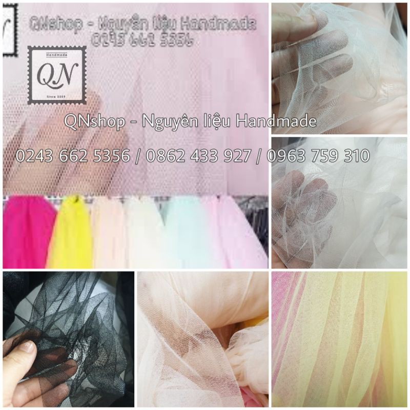 2m vải voan lưới mỏng khổ 1.7m may váy tutu trang trí tiệc, sinh nhật. nguyên liệu handmade