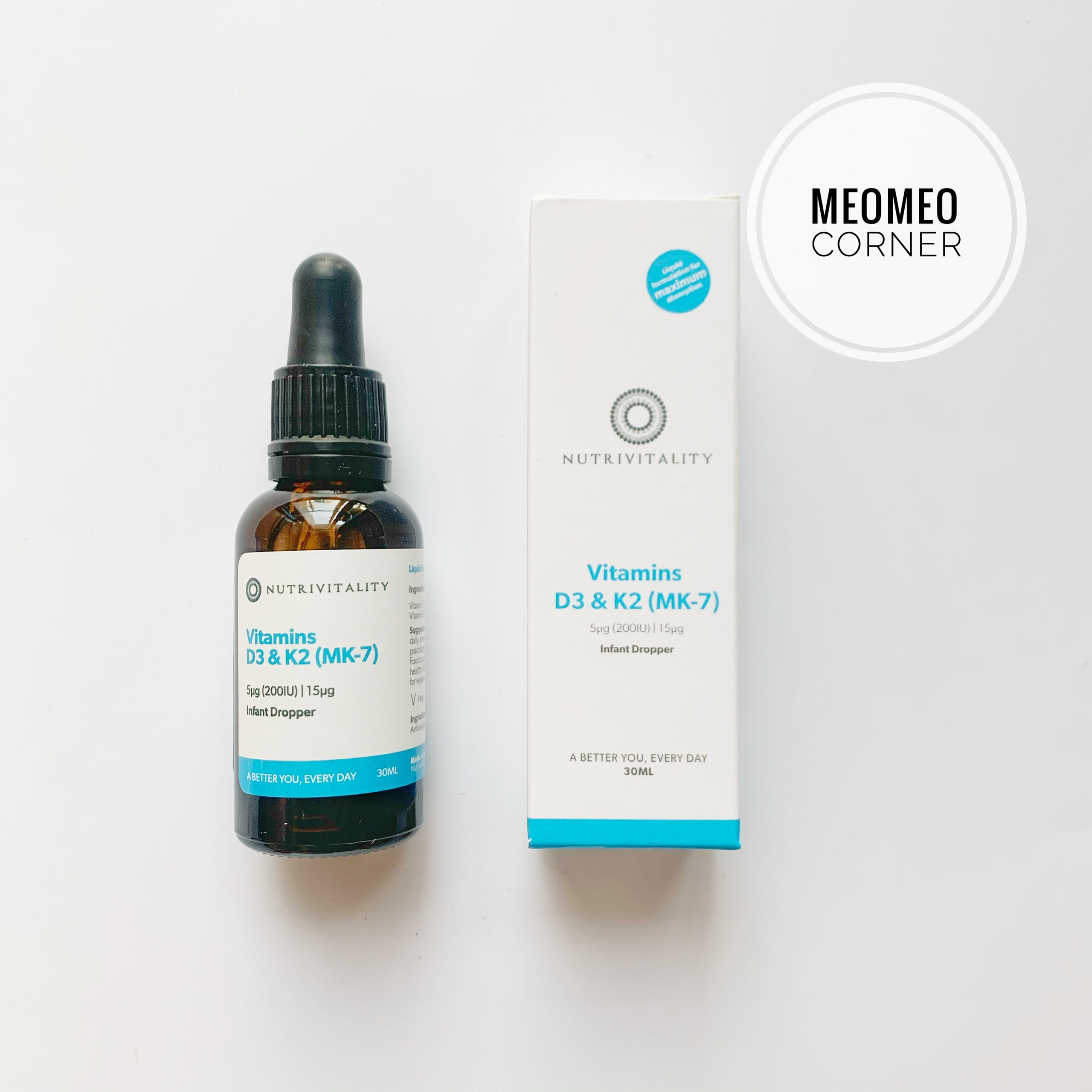 Vitamin D3 & K2 MK7 cho bé Nutrivitality Anh