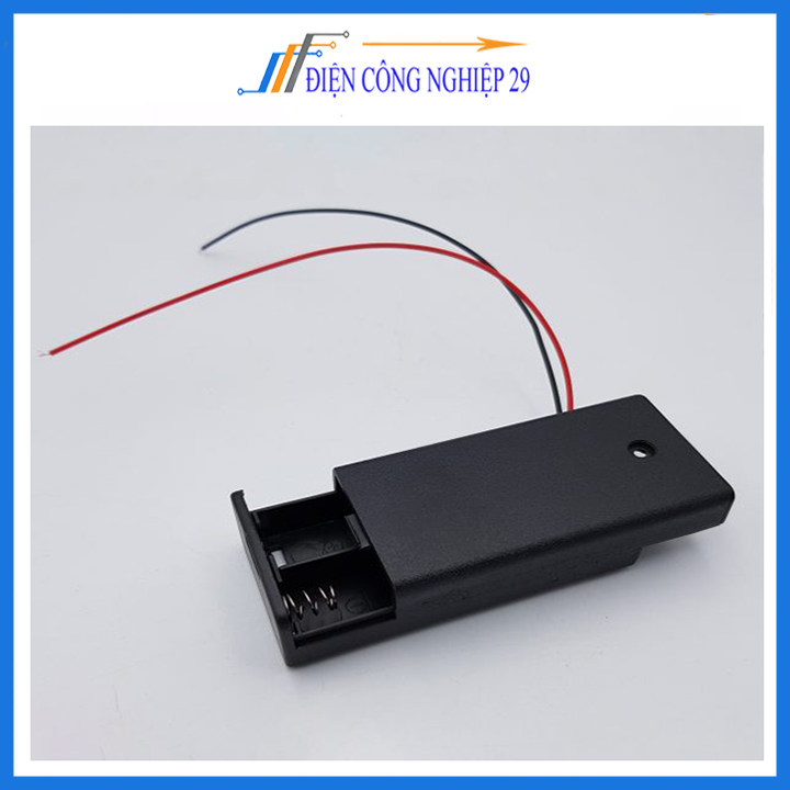 Đế Pin AA Có Nắp, Kèm Công Tắc ( Đấu Nối Tiếp )