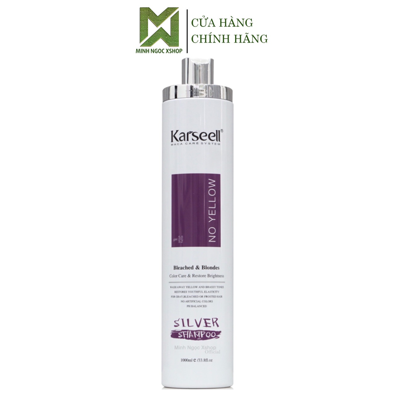Dầu gội tím khử vàng Karseell Silver Shampoo cho tóc tẩy 500ML - 1000ML chính hãng