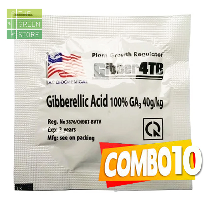 COMBO 5 - 10 GÓI Phân bón dạng viên sủi GA3 Gibber 4TB (5g) nhập khẩu Mỹ, kích thích tăng trưởng, năng suất, chất lượng cho rau màu, cây ăn trái