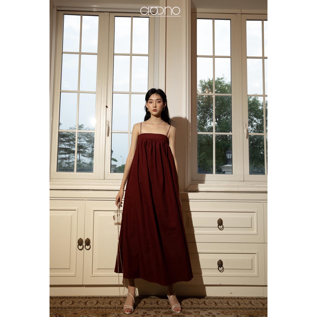 Cigno-đầm 2 dây dài xoè velvet
