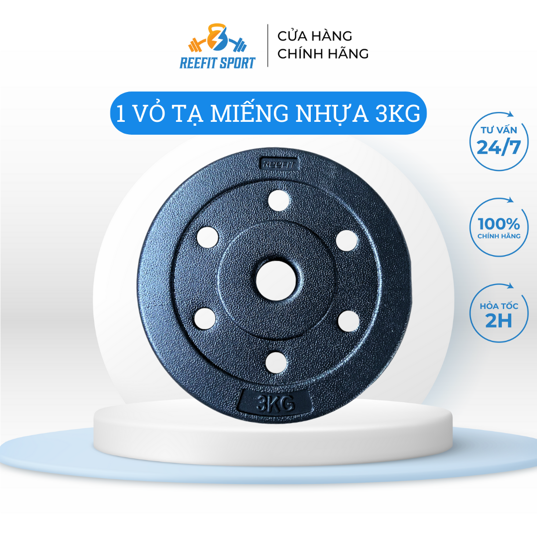 Vỏ tạ miếng tạ bánh nhựa tạ đĩa Reefit 3kg không ruột chưa nhồi