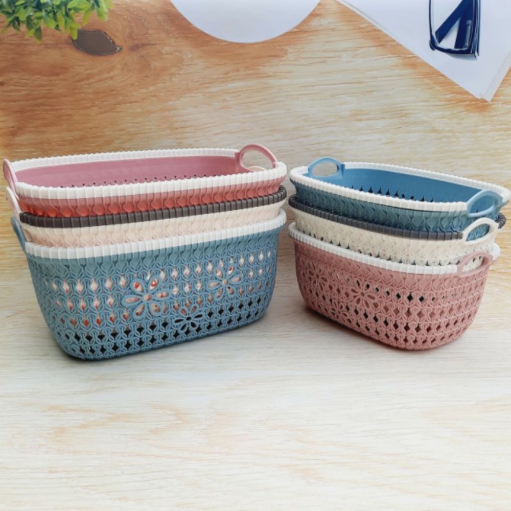 Giỏ đựng đồ đan hoa, giỏ đồ nhựa Việt Nhật 3377