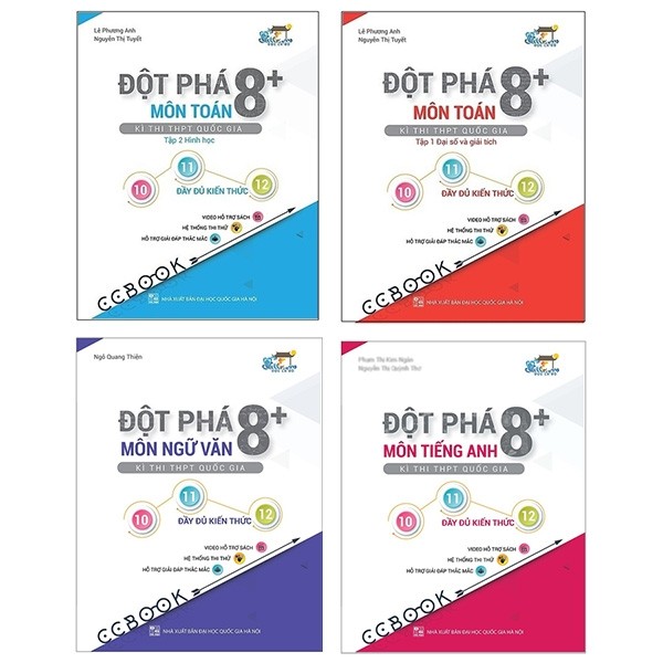 Sách - Combo Đột phá 8+ thi THPT Quốc gia môn Toán Văn Anh tập 1 2 ( 5 Cuốn ) (Phiên bản MỚI)