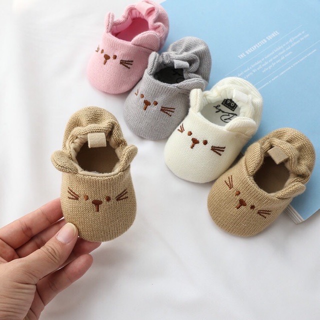 Giày tập đi vải len hình chuột cho bé