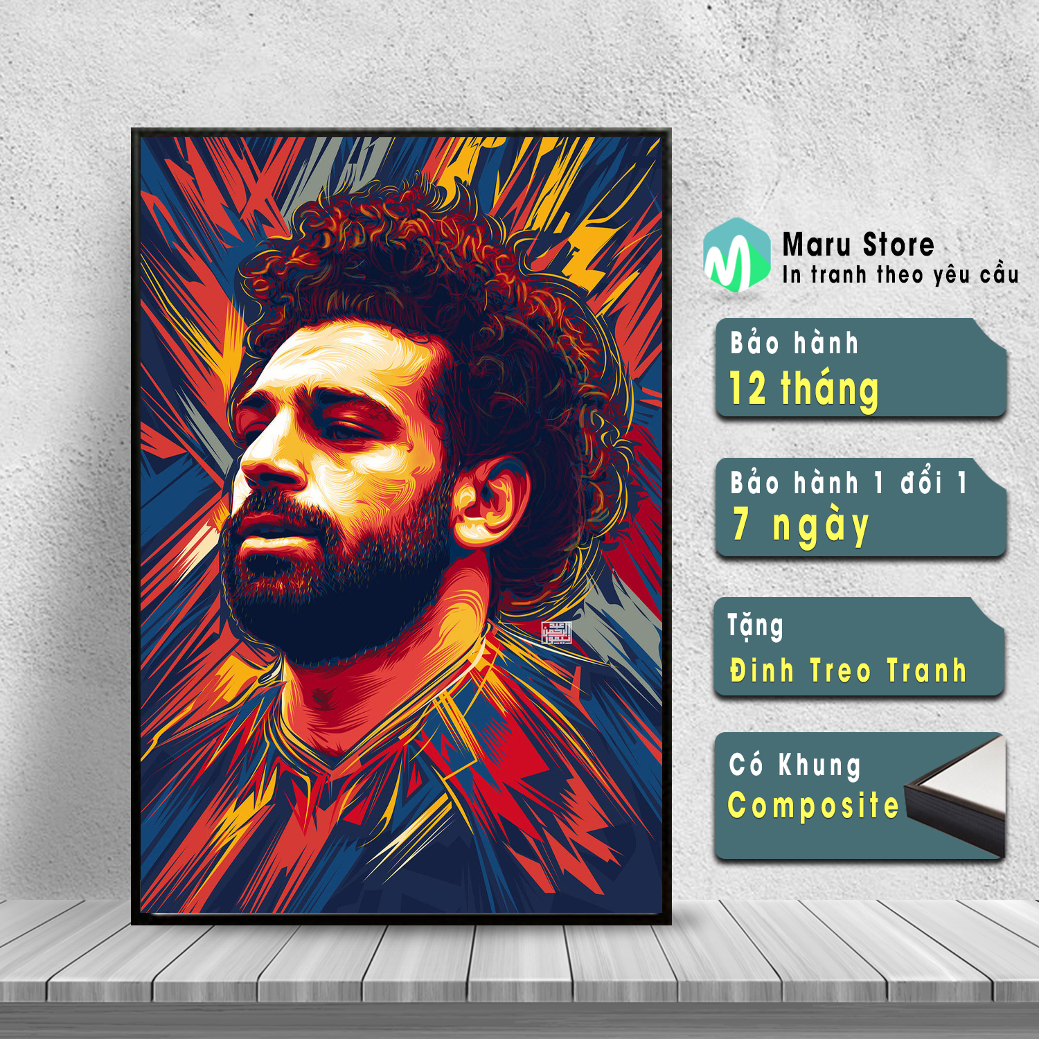 Tranh Treo Tường Salah Liverpool Tranh Cầu Thủ Bóng Đá Tranh Canvas Có Khung