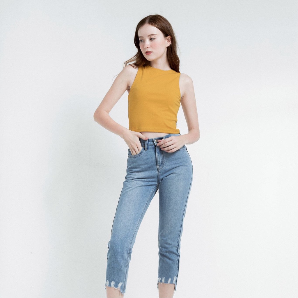 Áo sát nách nữ cổ tròn thun trơn – basic tank top – PHA08 – Cotonfio