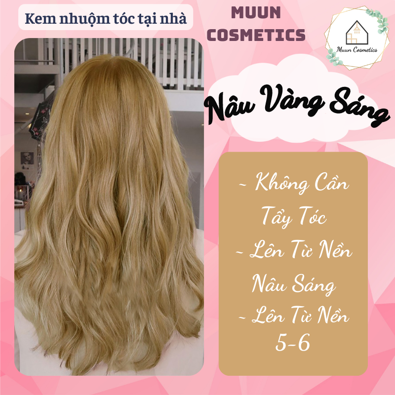 Thuốc Nhuộm Tóc Nâu Vàng Sáng (Tặng Kèm Oxy Trợ Nhuộm và Chụp Tóc, Bao Tay)