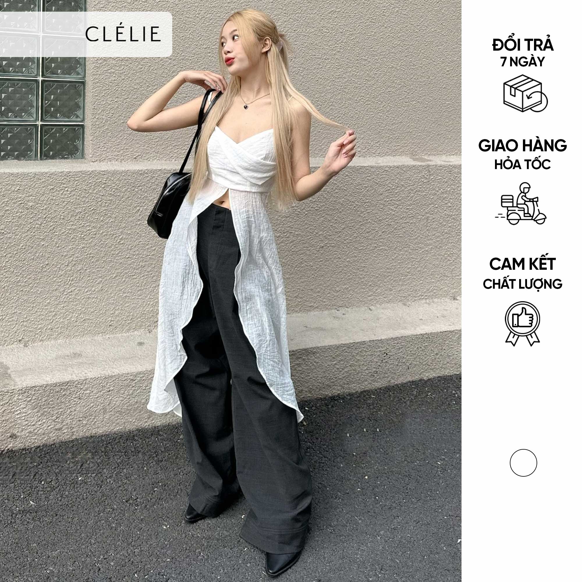 Áo hai dây thiết kế tà dài ROSE TOP - CLÉLIE