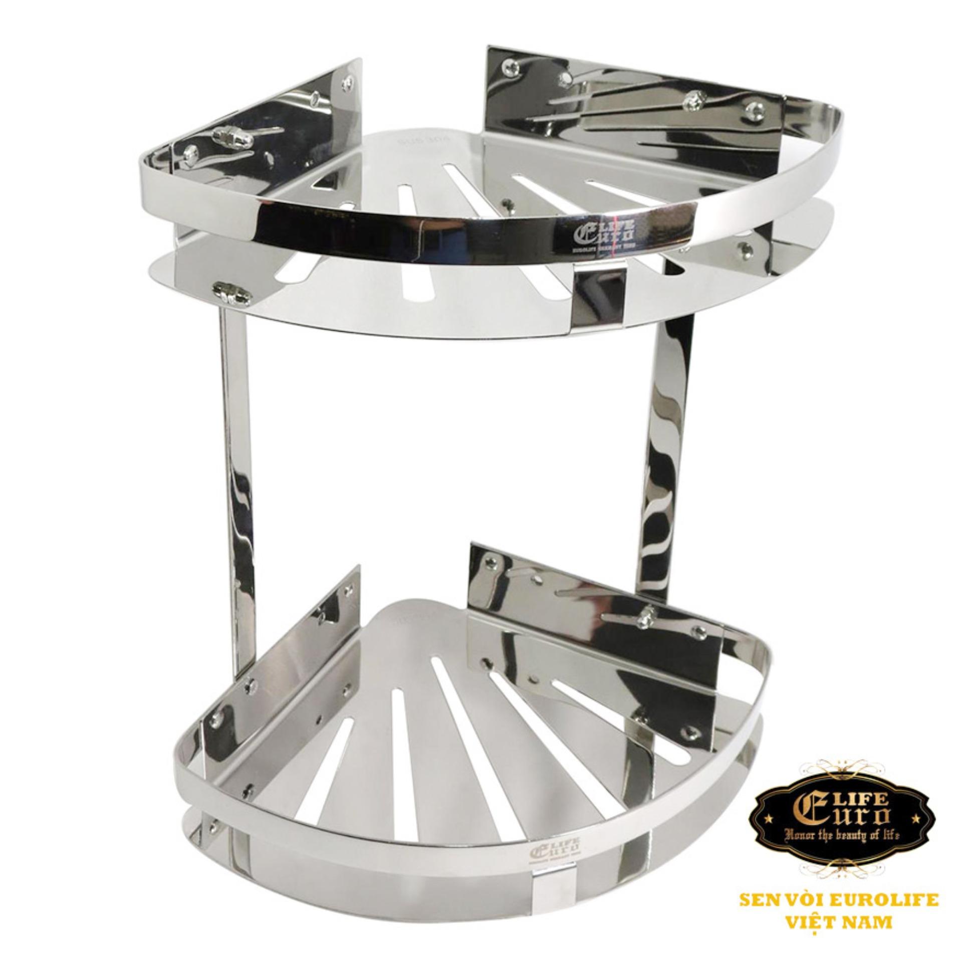 Kệ góc đôi phòng tắm inox sus 304eurolife el-kg2