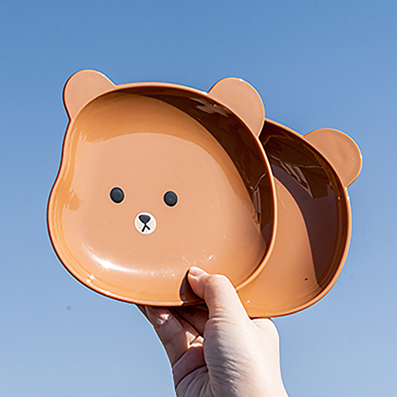Practical bear shape plastic dish for snack food, decorative plastic dish table with tray-Hause