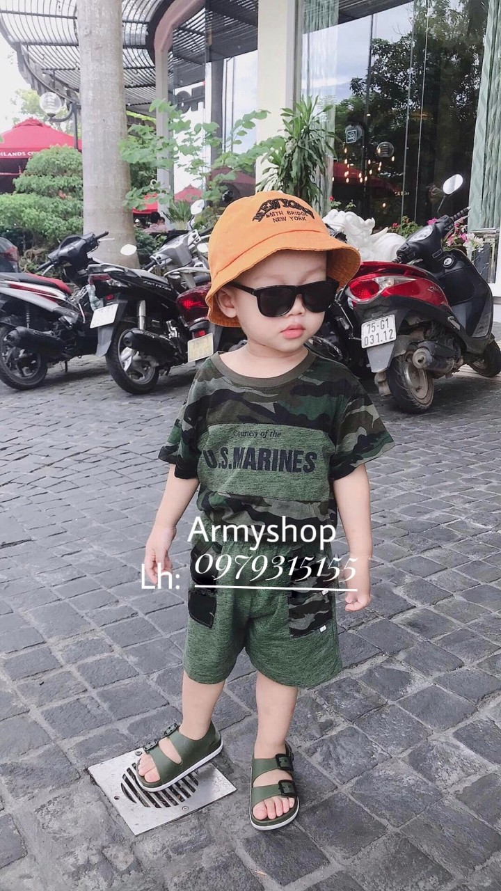 Bộ quần áo phông rằn ri trẻ em