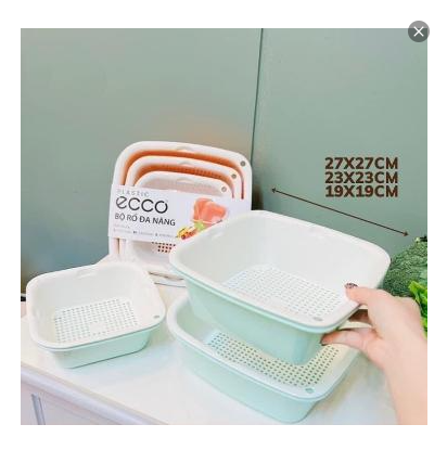 Set 3 Bộ Thau Rổ ECCO Đa Năng Siêu Tiện