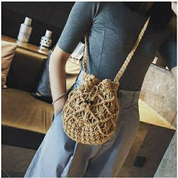 Túi bucket đan dây handmade