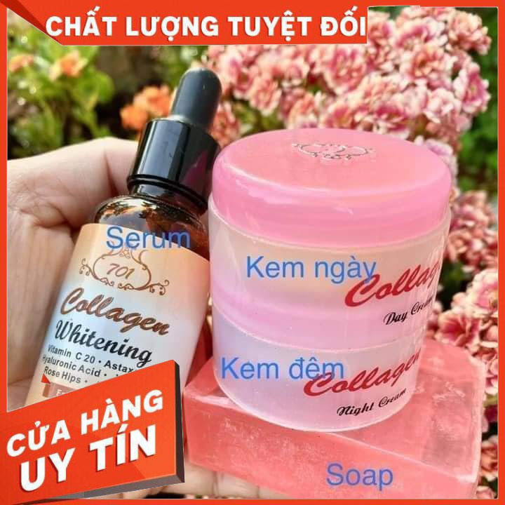 COMBO SRUM VÀ KEM COLLAGEN PLUS VIT E KEM DƯỠNG TRẮNG DA MẶT