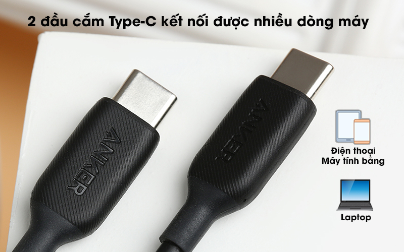 Cáp Type C - Type C 0.9m Anker PowerLine III A8852 Đen ( Like New )