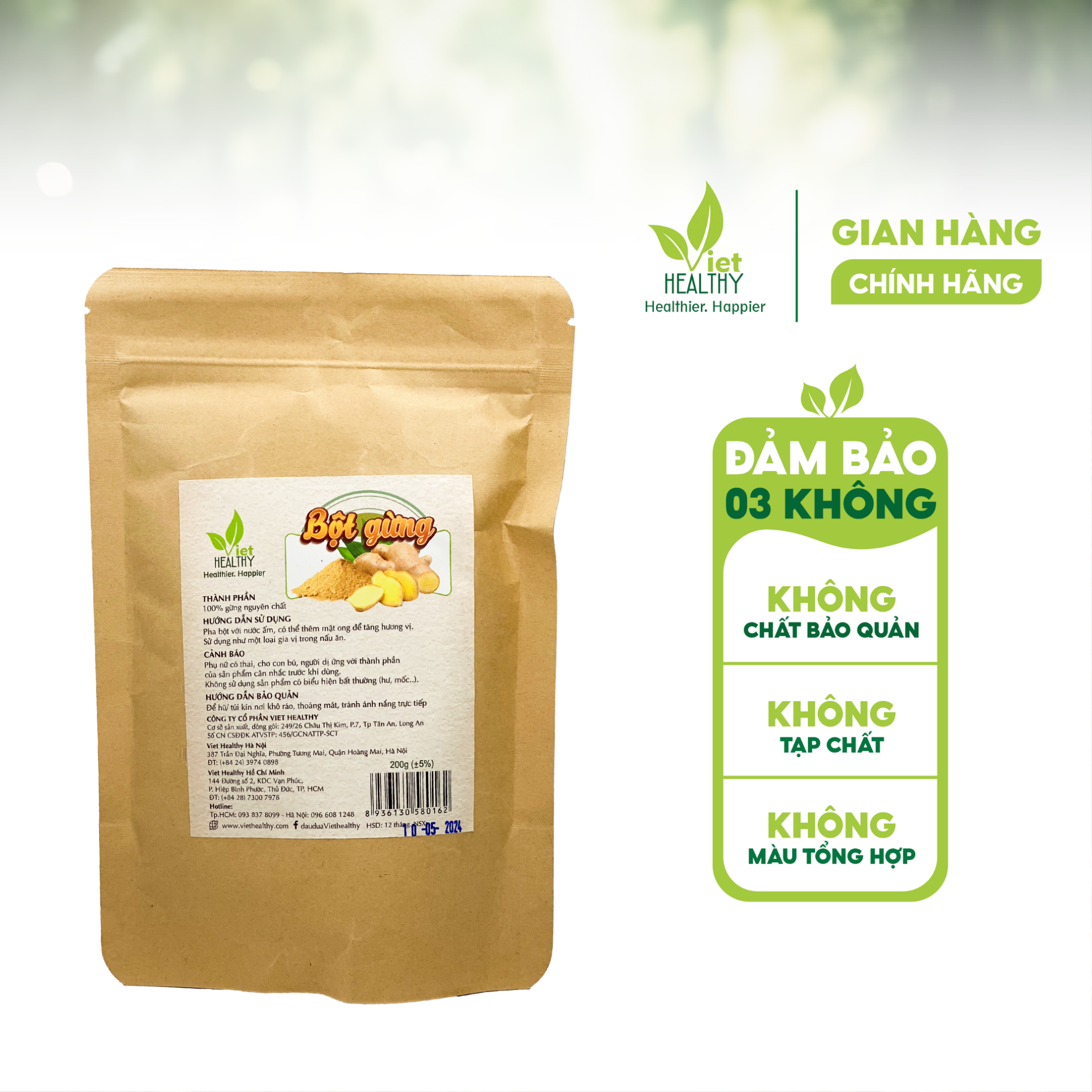 Bột gừng nguyên chất Viet Healthy 200gr