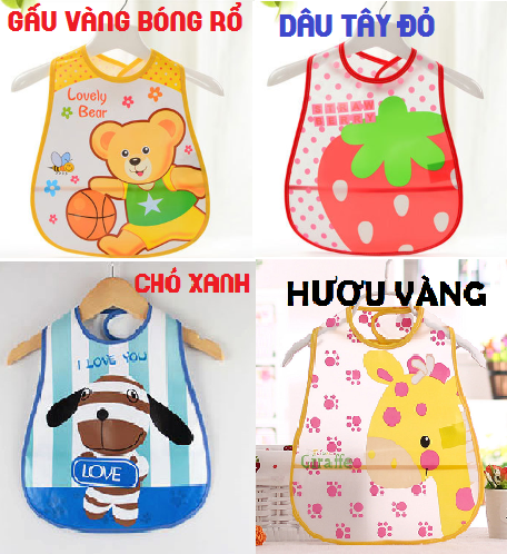 Yếm Ăn Dặm Chống Thấm Có Máng Hứng Cho Bé