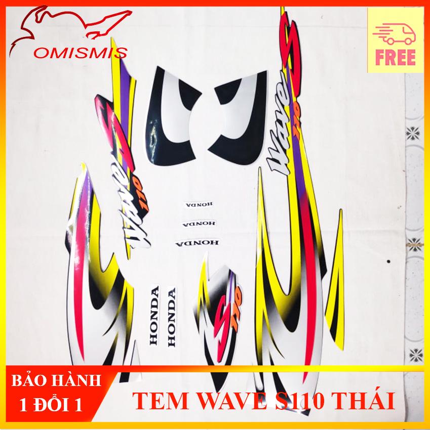 Bộ tem rời tem decal tem mẫu zin tem xe máy tem full 3 lớp cho wave s110 màu vàng