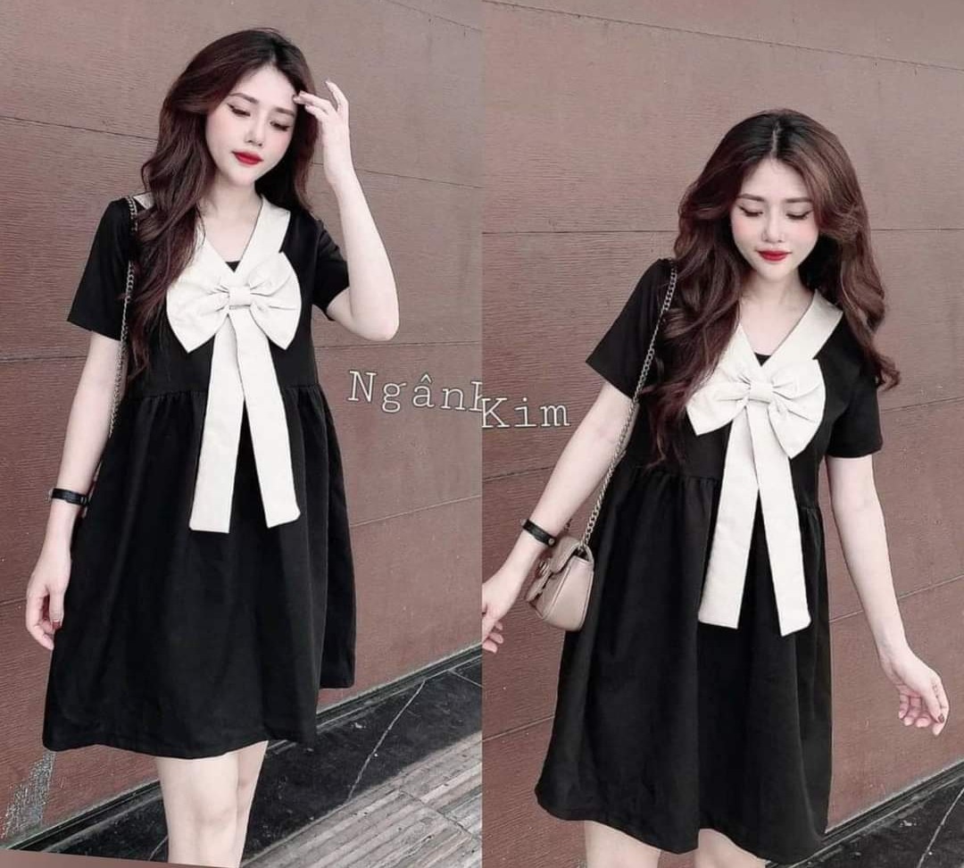 Đầm Suông Đi Tiệc - Váy Suông Thiết Kế Ngắn Tay Freesize Bầu Mặc Cũng Xinh
