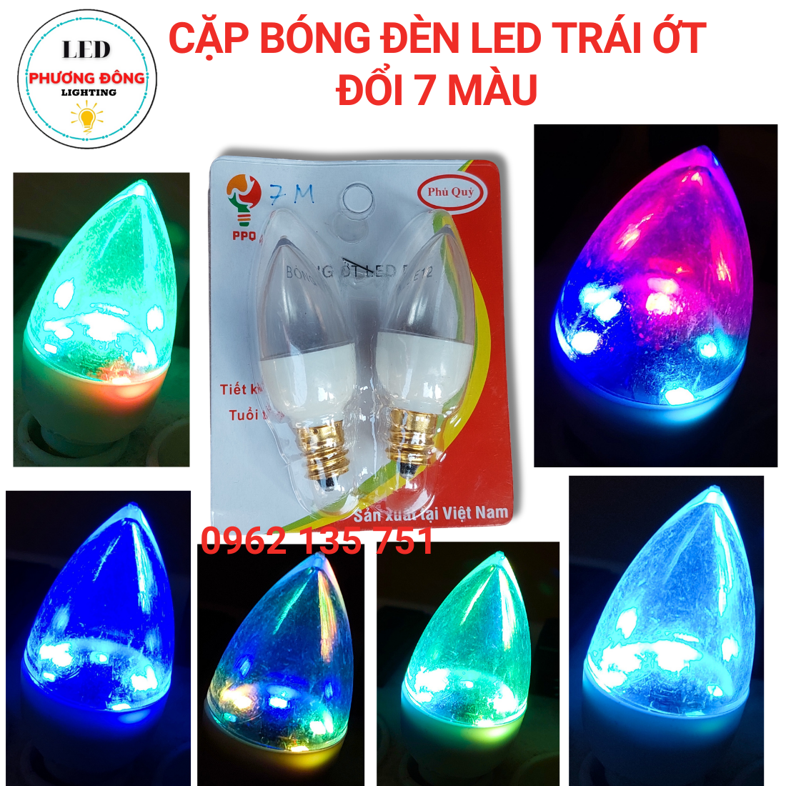 Cặp bóng đèn LED trái Ớt đèn Quả nhót cao cấp đuôi E12