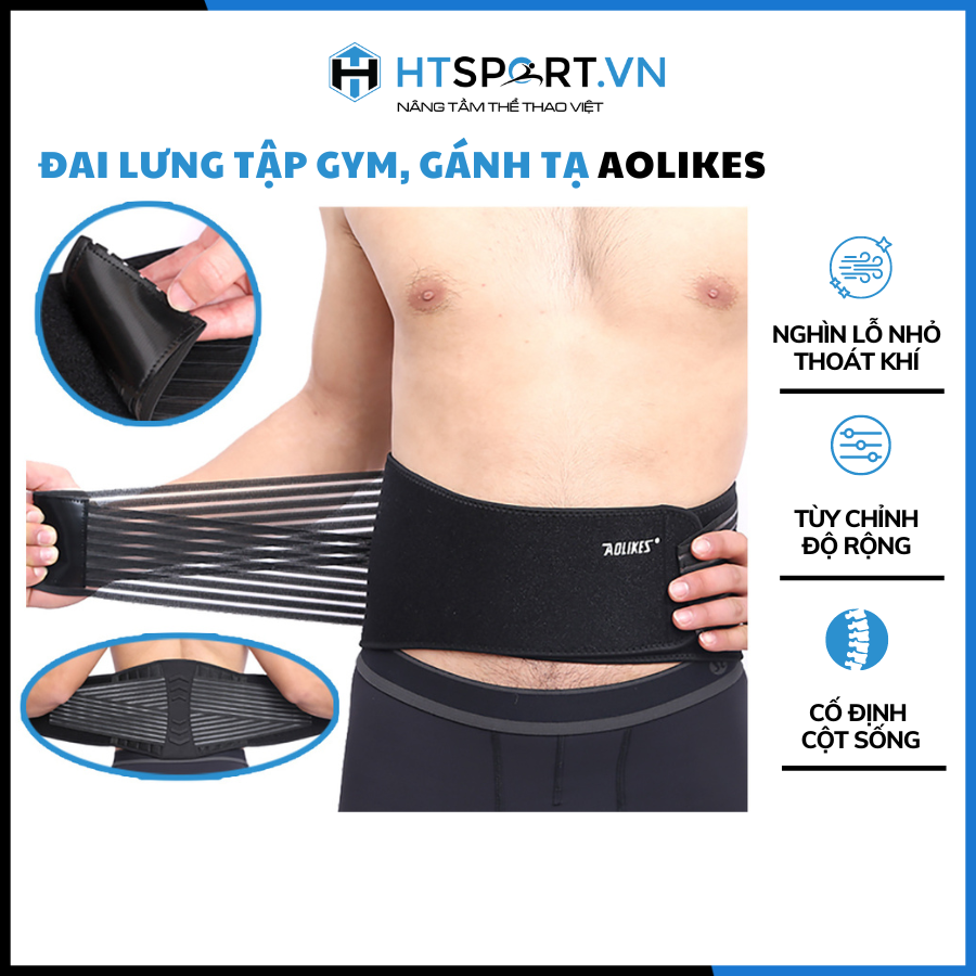 Đai lưng tập gym, đai hổ trợ bảo vệ thắt lưng cao cấp, tập thể hình gánh tạ, chính hãng aolikes al7998