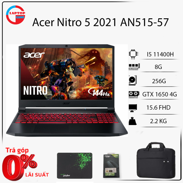 [Mới 100%] Laptop Gaming Acer Nitro 5 2021 AN515-57 (Core i5 - 11400H, 8GB, 256GB, GTX1650, 15.6 FHD IPS 144Hz)