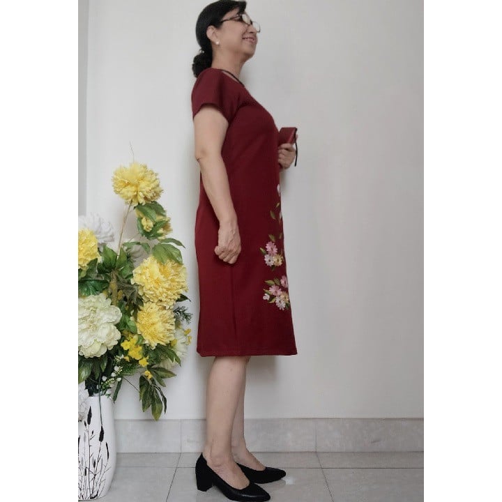 [HCM]Đầm thun thêu hoa trung niên u40 u50 u60