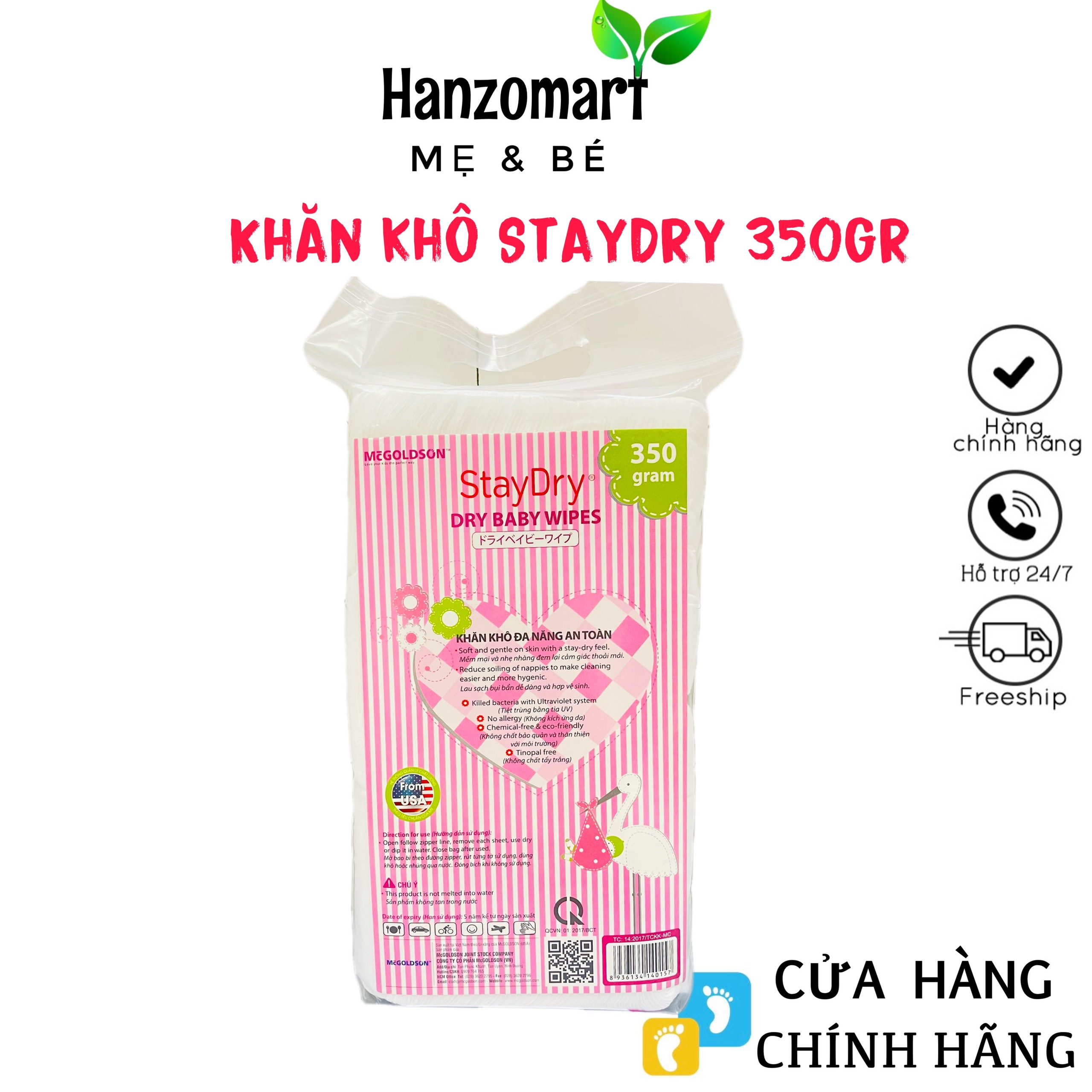 Khăn khô staydry 350gr