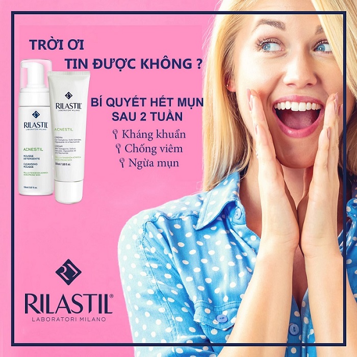 Bọt rửa mặt dành cho da mụn Rilastil Acnestil Face Cleansing Mousse 150ml