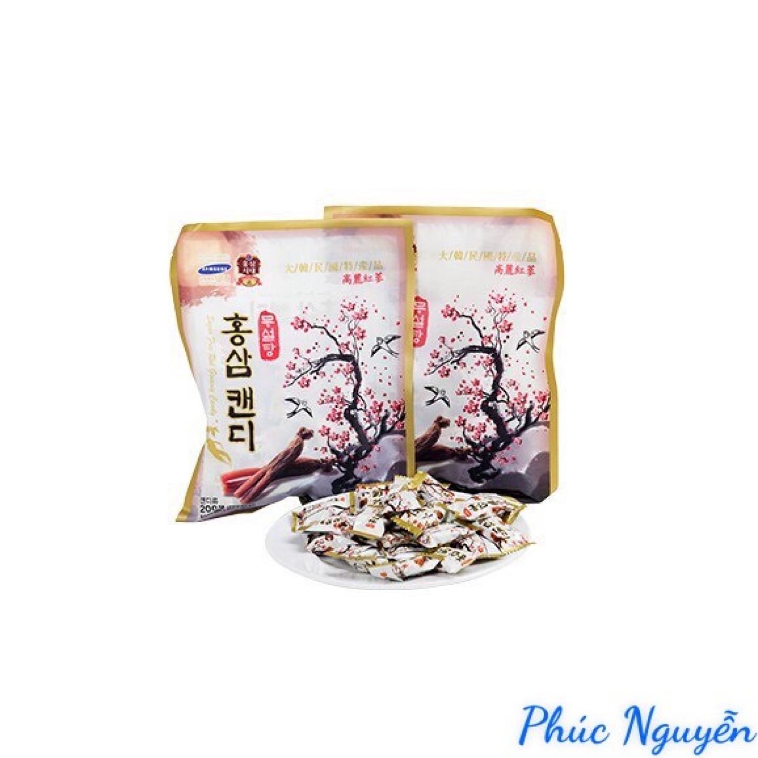 Kẹo Hồng Sâm Không Đường Cành Đào Hàn Quốc (gói 200g)